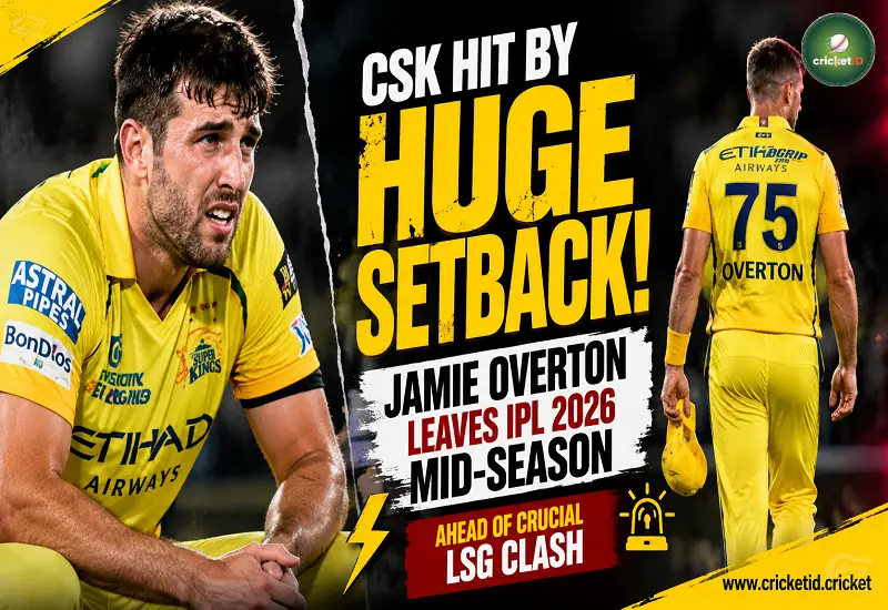 CSK Hit by Huge Setback! Jamie Overton Leaves IPL 2026 Mid-Season Ahead of Crucial LSG Clash
